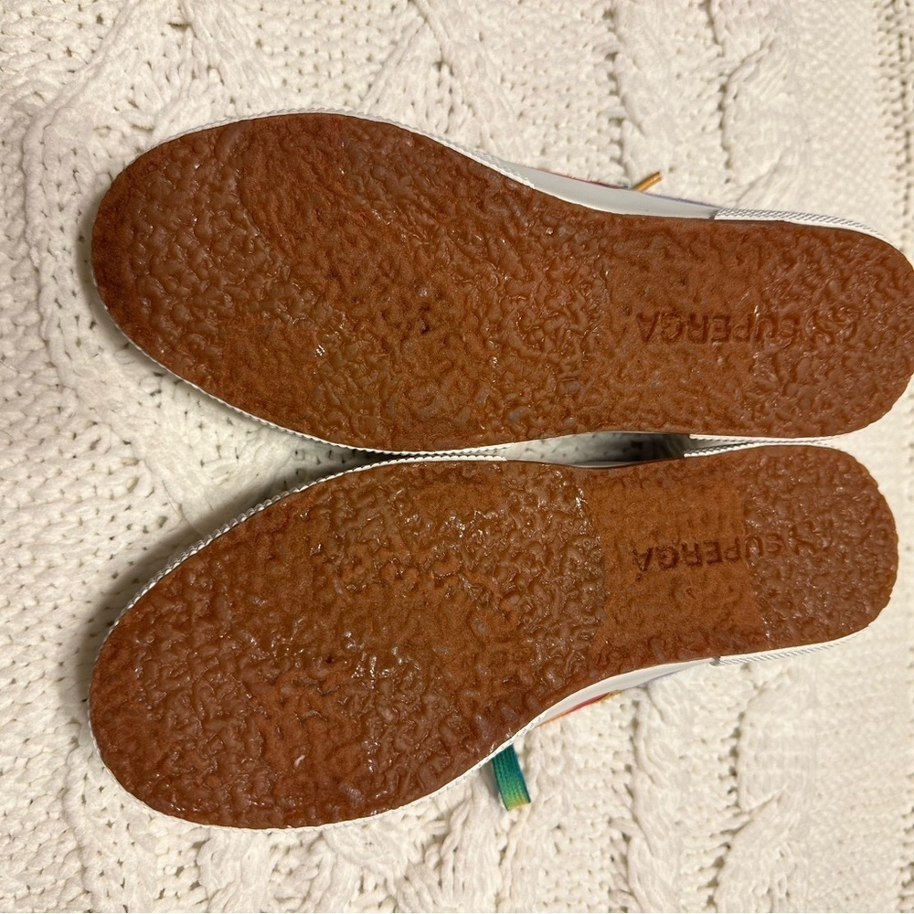 Like New tie dye Superga slip on sneakers 36 6 red blue green yellow purple pink - Picture 9 of 12